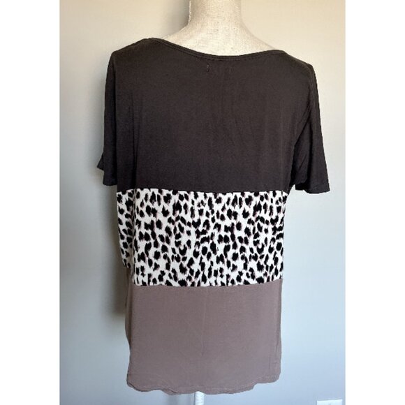 Maurices Size M Leopard Print Tri-Panel Tunic Top - Picture 3 of 5